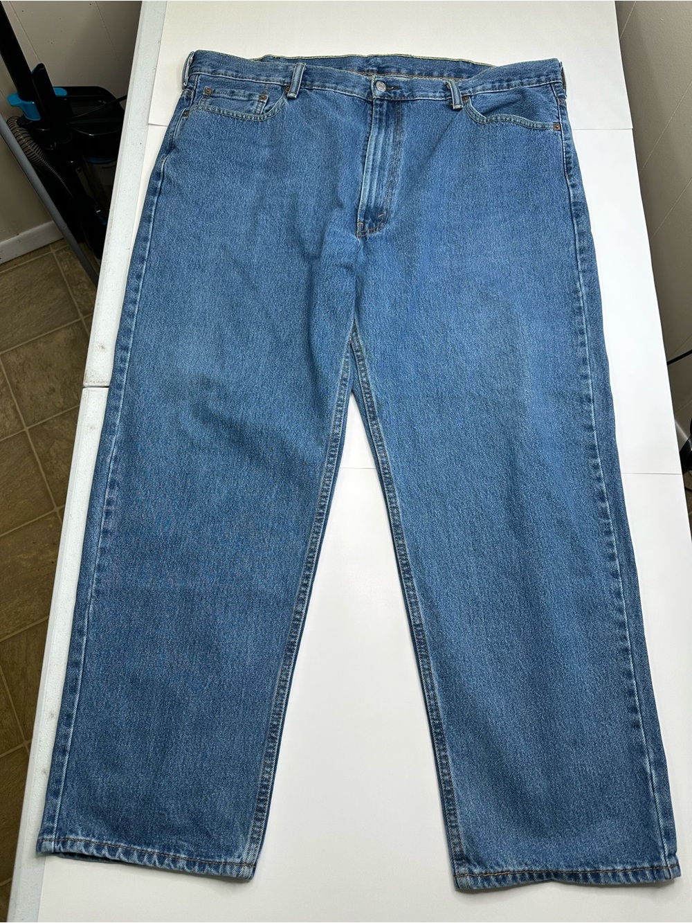 Levis 550 Mens Relaxed Fit Jeans 44X30 Blue Denim  Red Tab 5 Pocket Casual